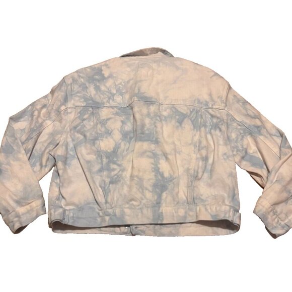 Kensie Jeans Womens Blue/White Tie Dye Vintage Luxe Long Sleeve Jean Jacket Sz M - Picture 6 of 6